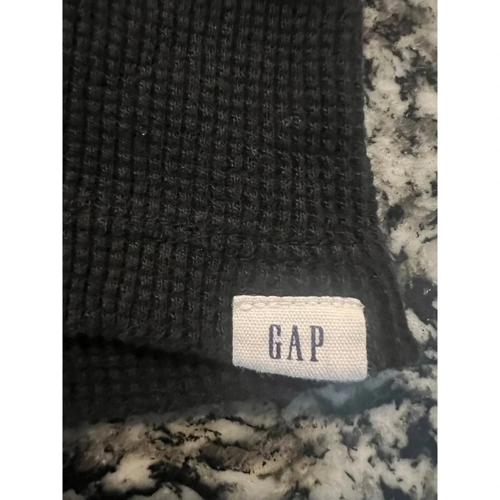 Baby Gap Black Waffle Knit Thermal Henley Long Sleeve Shirt 0-3 Months (0898)